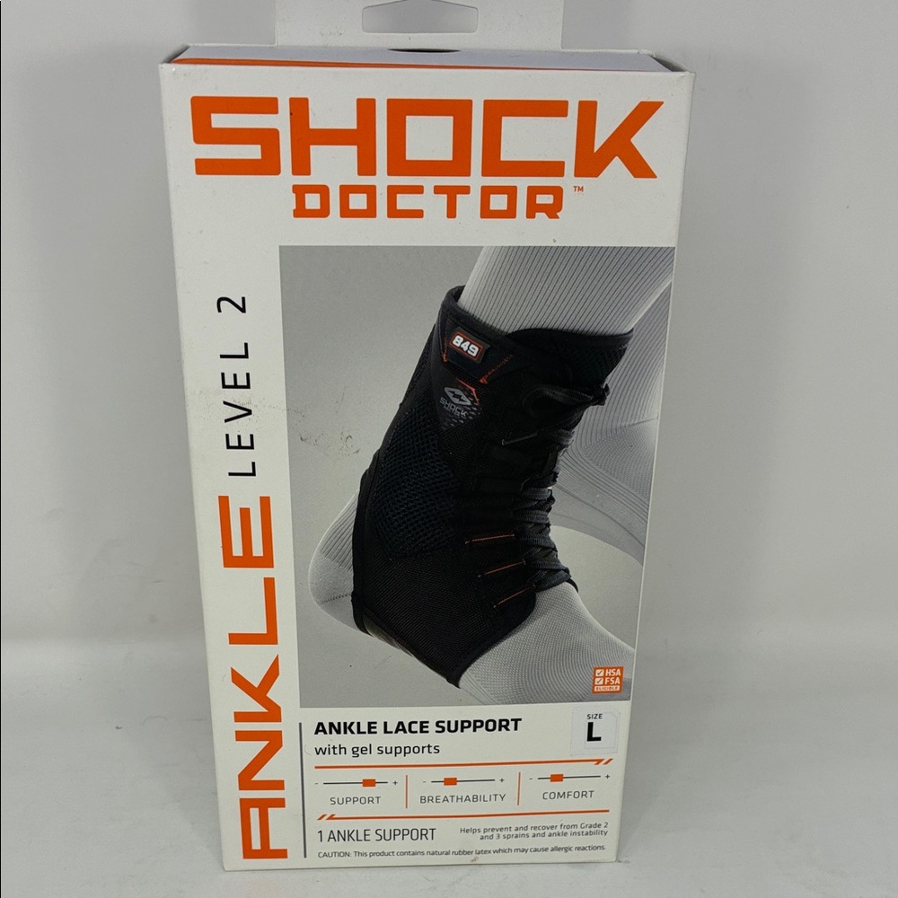 Shock Doctor Ultra Gel Lace Ankle Support, Large, Black